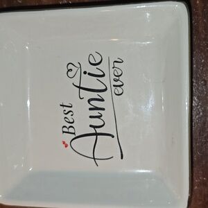 Hobby Lobby Cream 'Best Auntie Ever' Square Dish 4" By 4" & 3" Deep